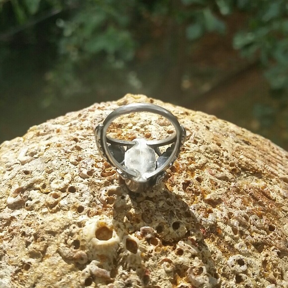 Native American Silver Abalone Squash Blossom Ring - Picture 4 of 4