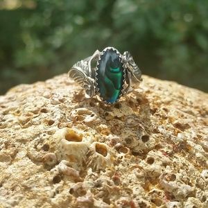 Native American Silver Abalone Squash Blossom Ring