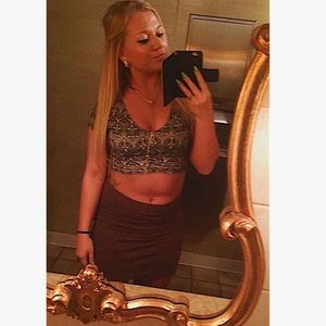 Sexy crop top and skirt set