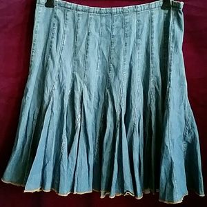 Denim Pleated Flared Skirt Vintage FOR JOSEPH sz S