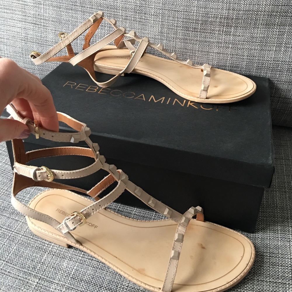 Rebecca Minkoff Georgina Nude Rockstud Sandals 9.5