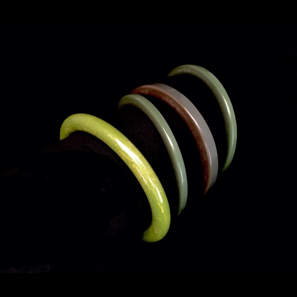 Antique Green Bakelite Bangle SET