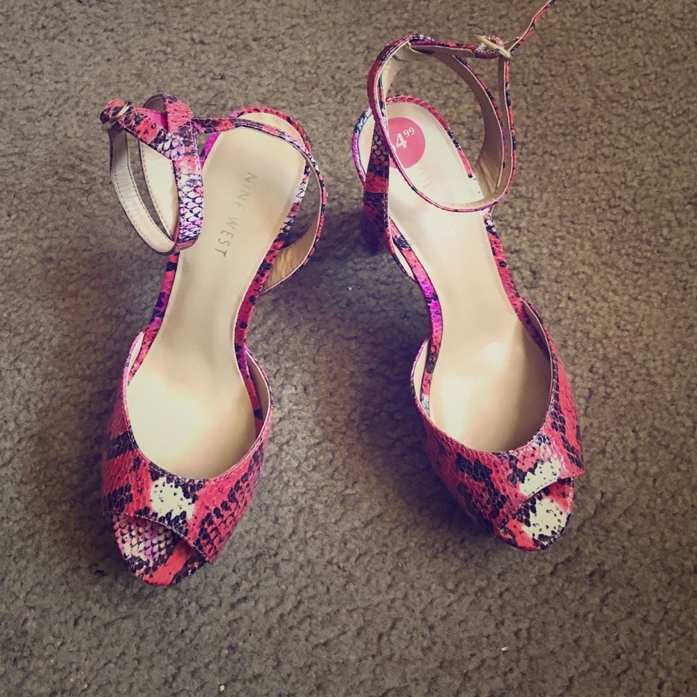 Nine West snakeskin platform sandals