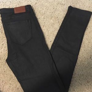 Madewell Black Wax Coated Skinny Skinny Jeans.