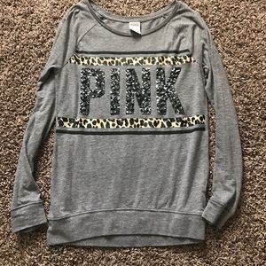 Victorias Secret PINK Long Sleeve Sequined Leopard