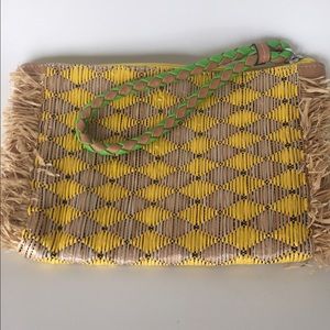 Loft multi-colored straw clutch