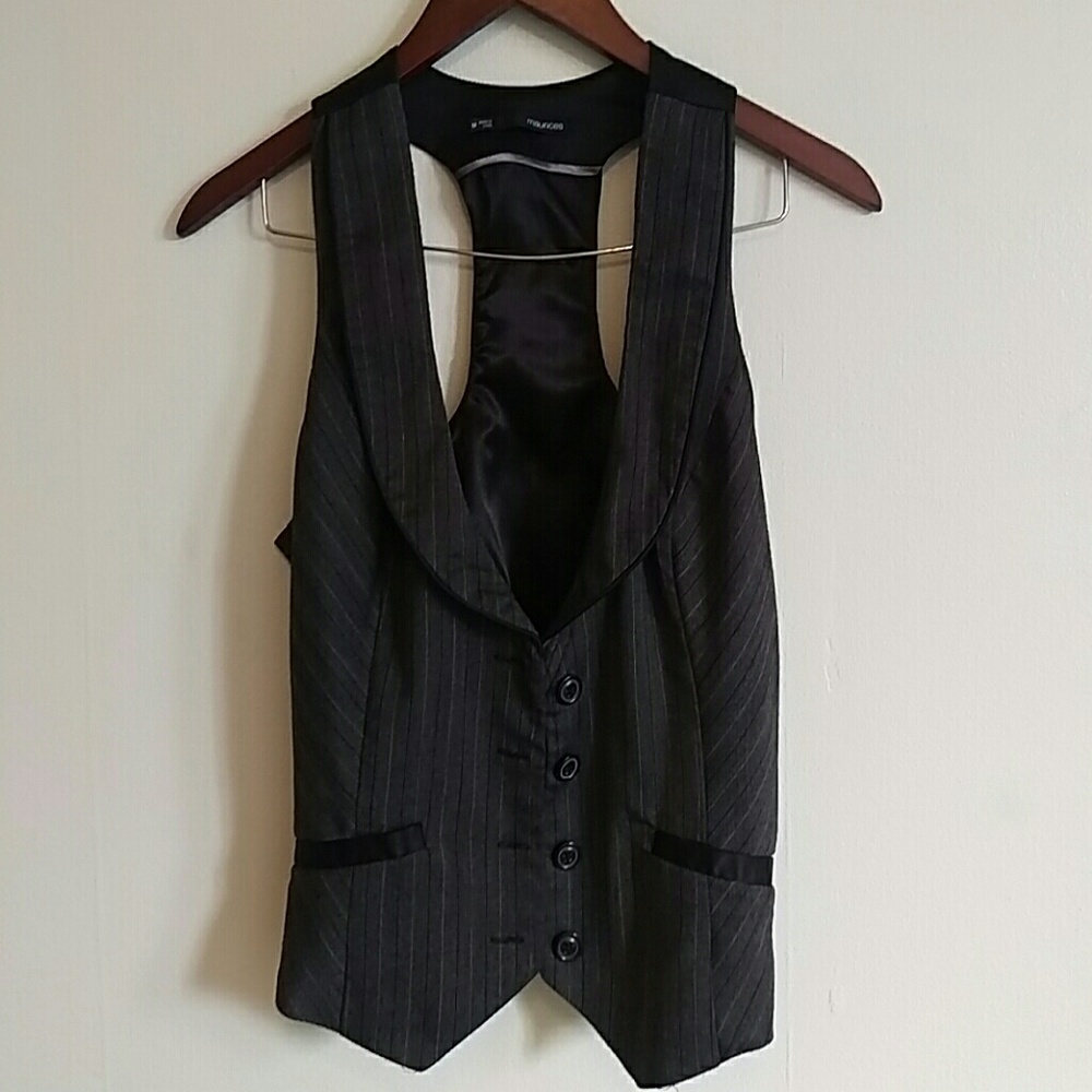 Grey and black pinstripe vest