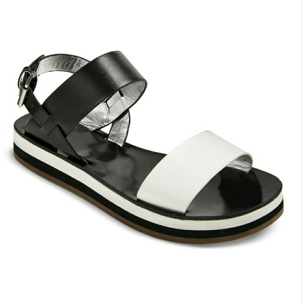 Black and white Quarter strap sandals