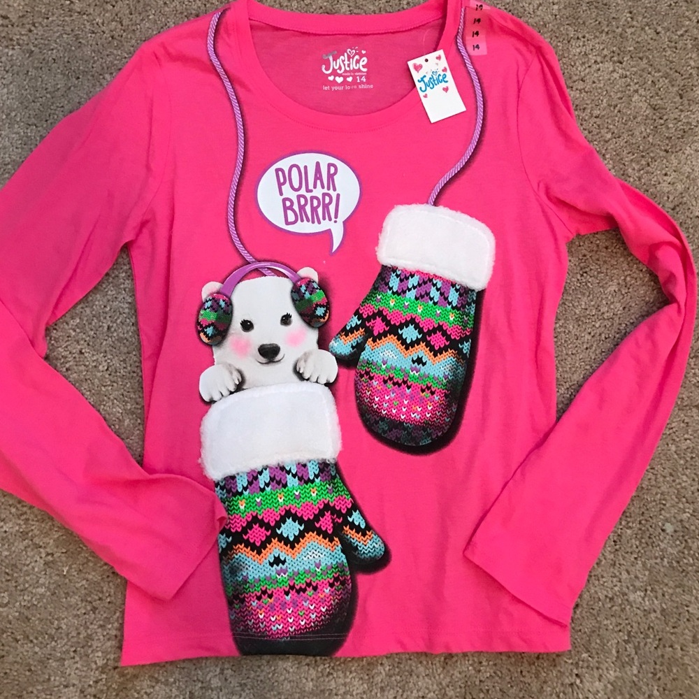 NWT Justice polar brr long sleeve top