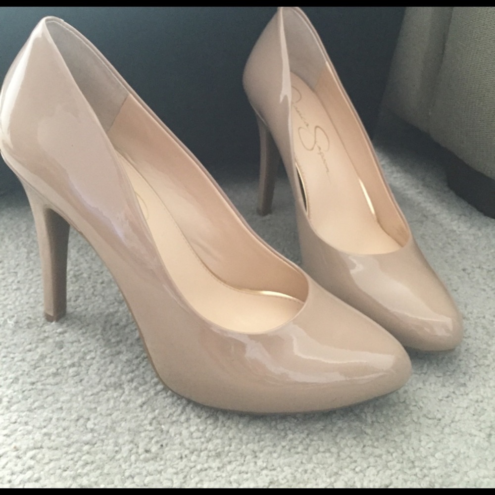 Jessica Simpson Nude Patent Heels size 10