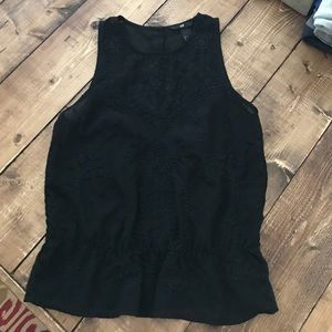 Sheer lace black tank top