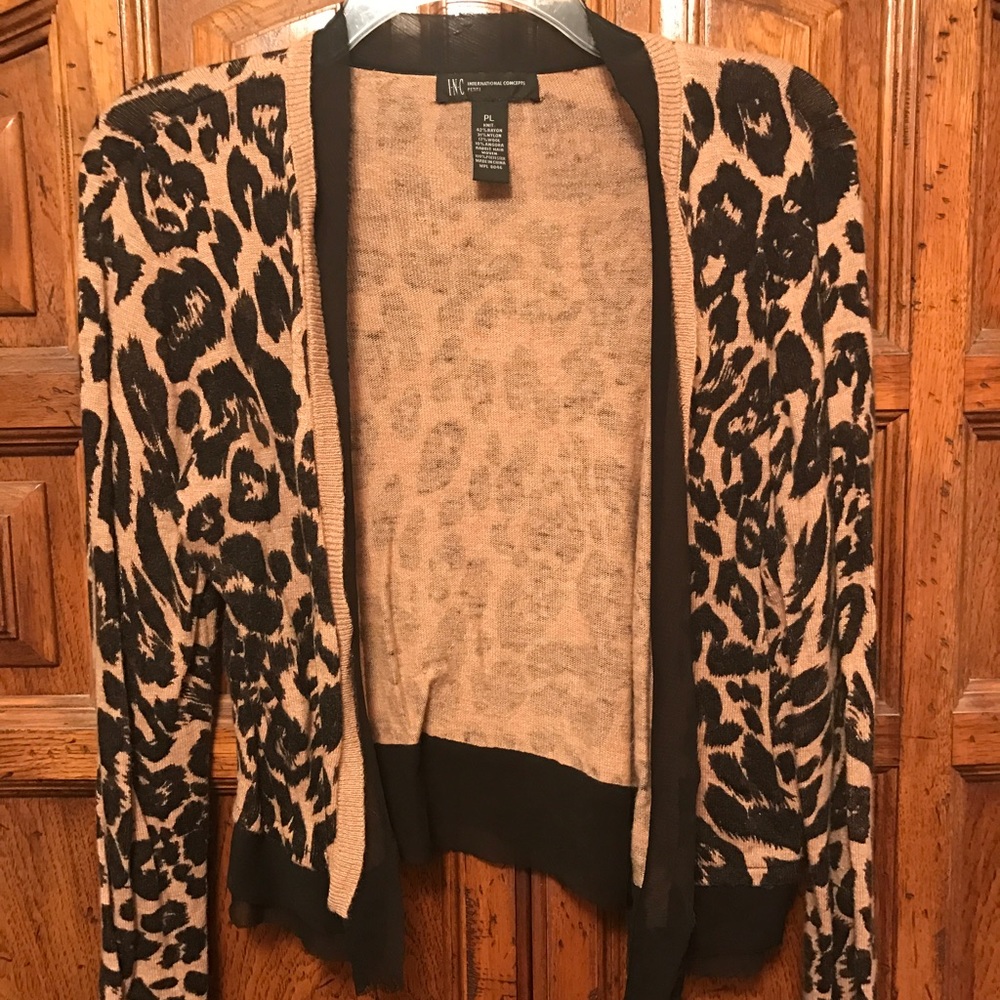 INC animal print cardigan