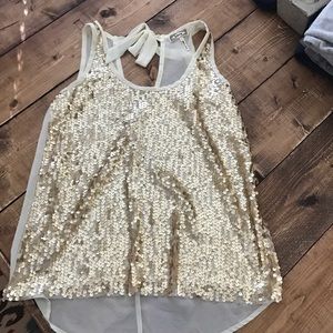 Gold sequin tank top