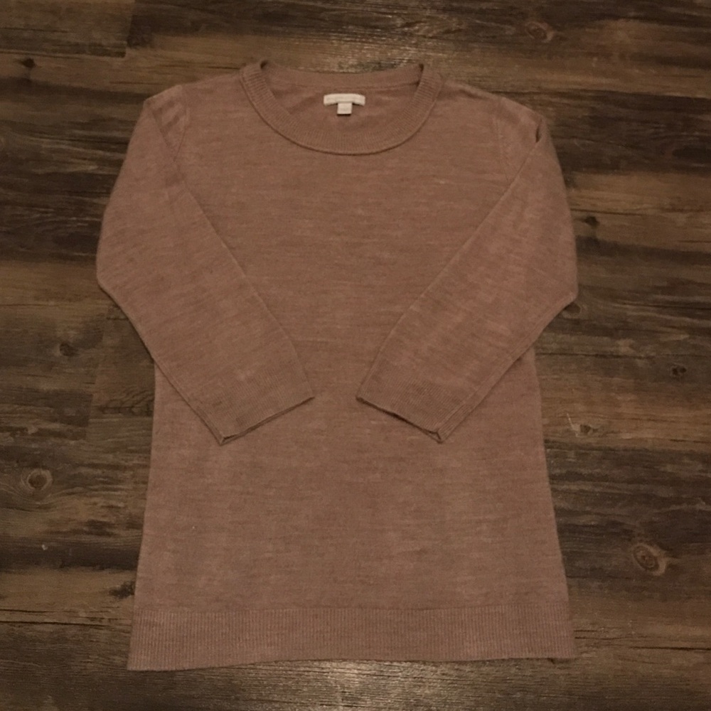 Beige 3/4 Sleeve Pullover Sweater