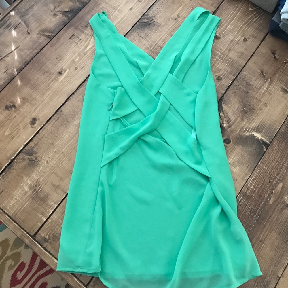Women's turquoise tank top- cross back