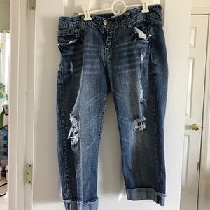 Destructed Denim Capris