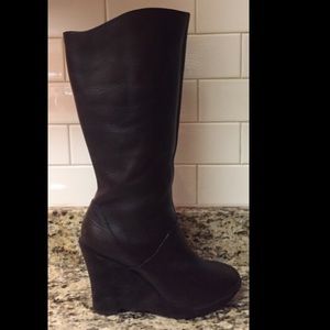 Kork Ease brown leather wedge boots Kork Ease brown leather wedge boots