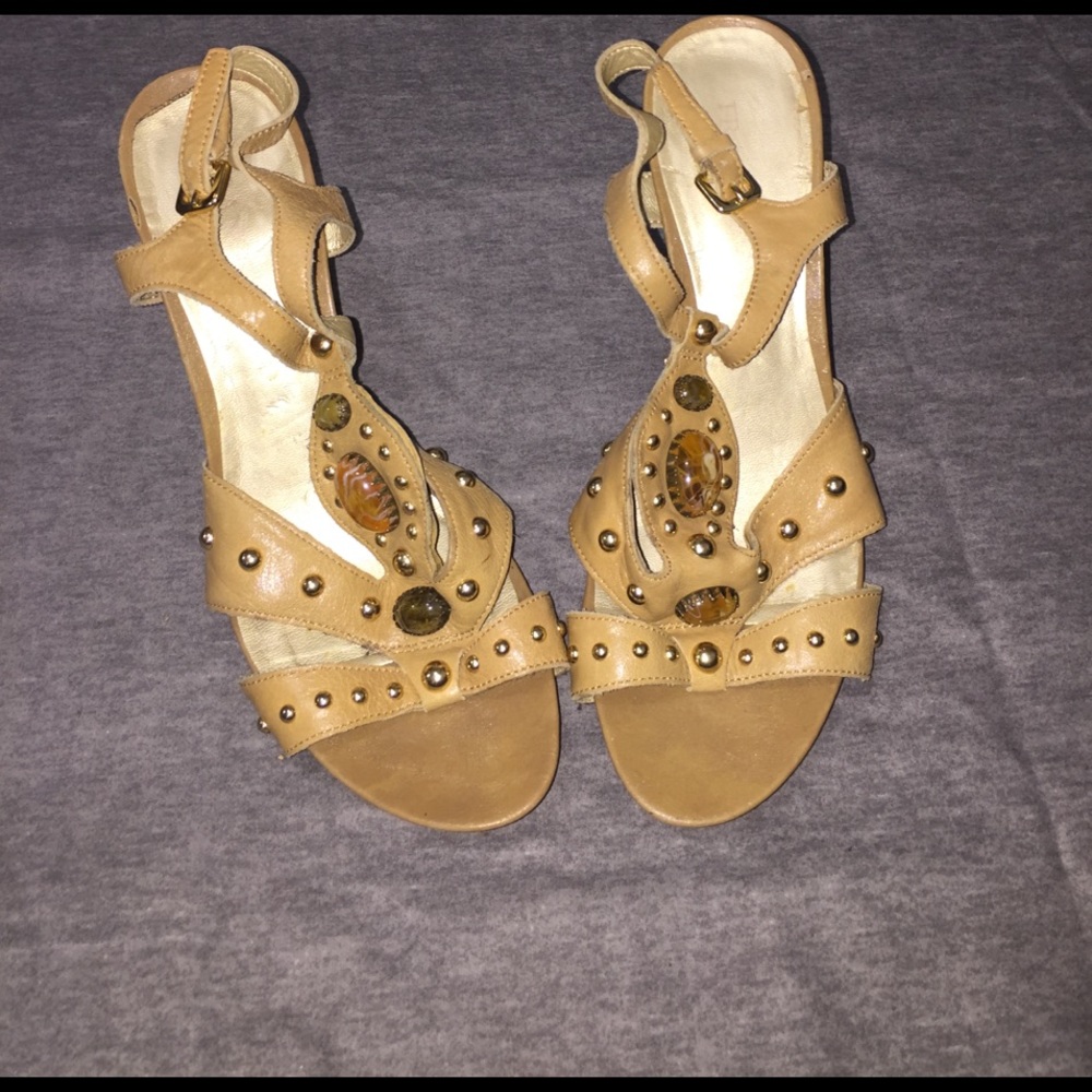 Franco Sarto gold studded sandals