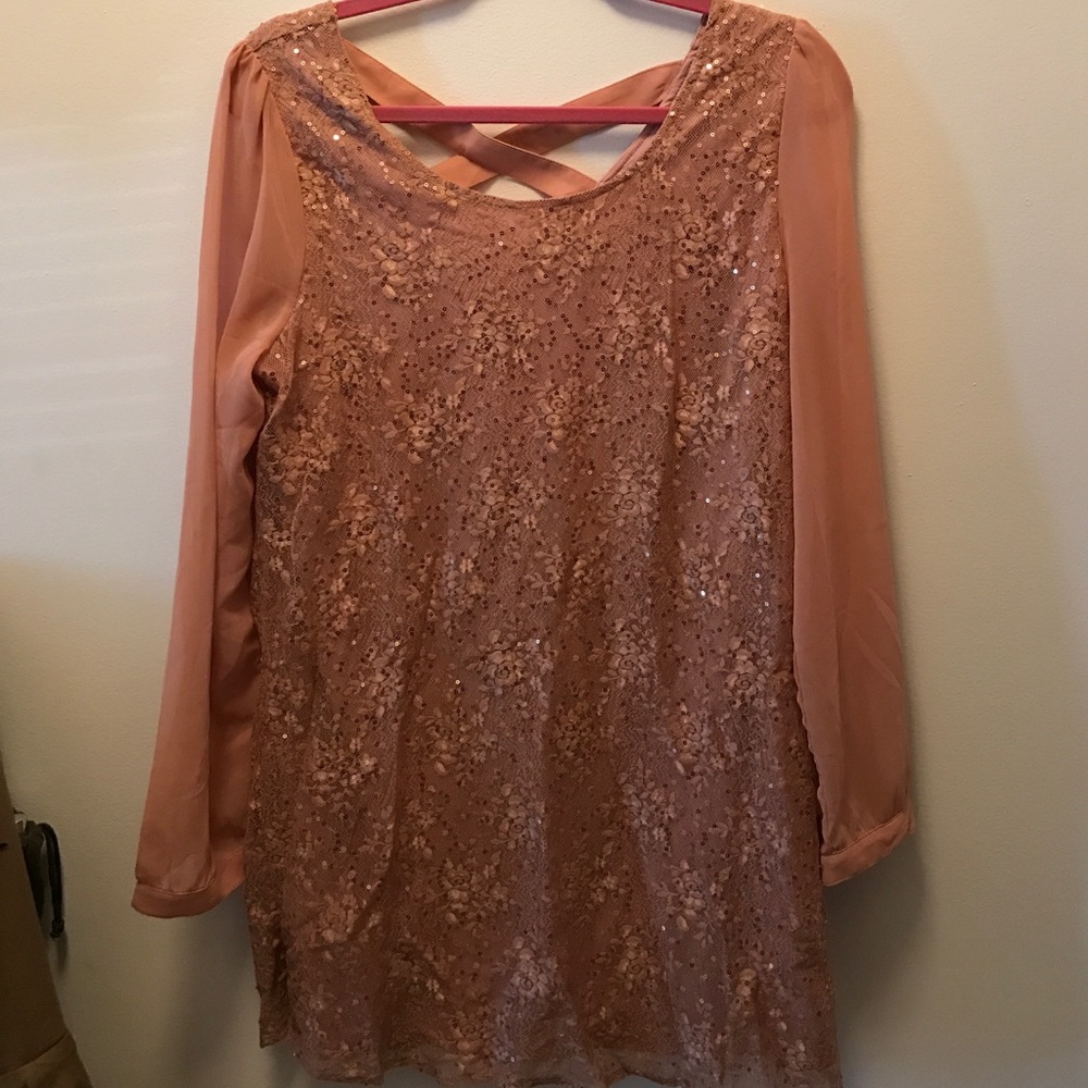 Blu Pepper Rose Gold Sequin Mini Dress