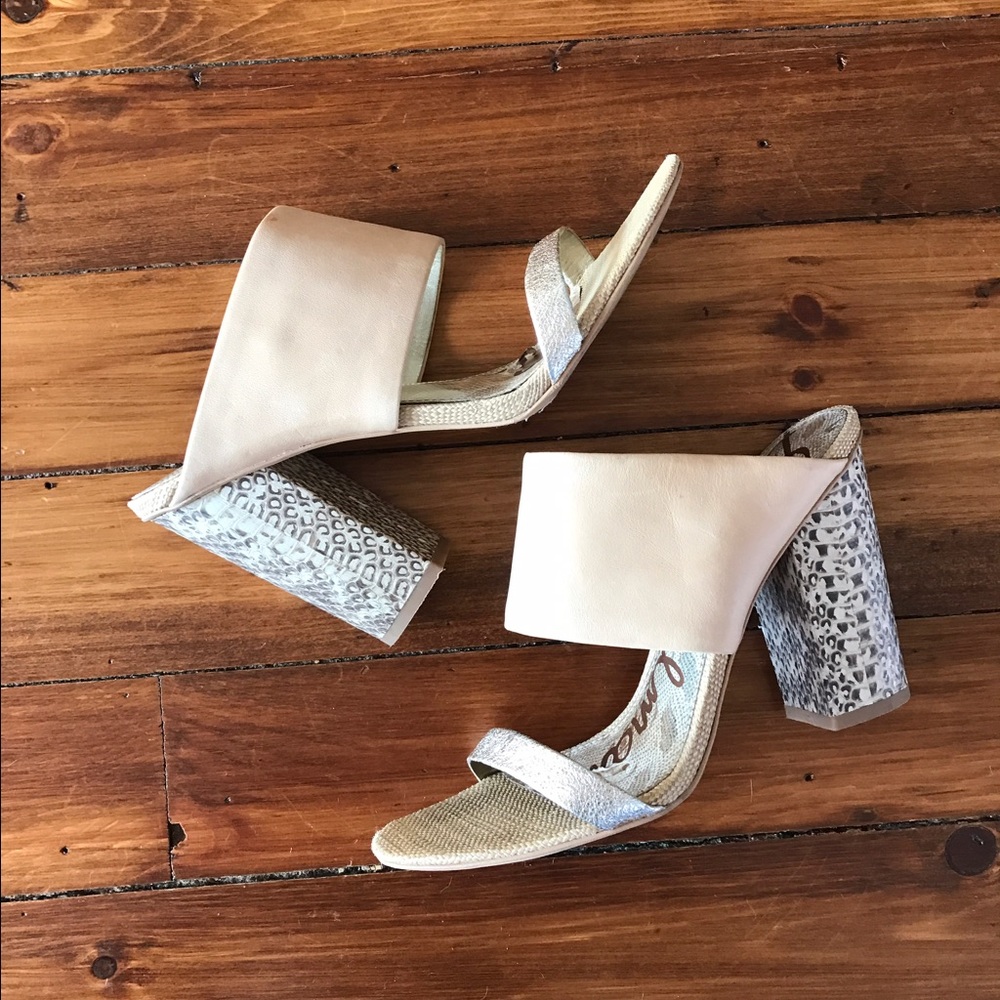 Sam Edelman Gold and Snakeskin Heels