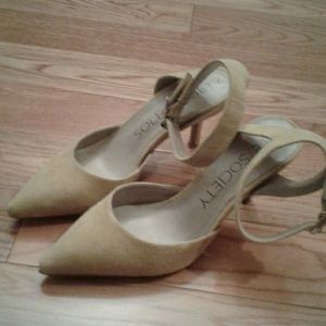 Sole Society Yellow Nubuck Slingback Shoes