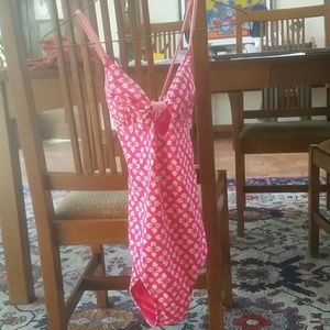 Pink floral one piece bathing suit