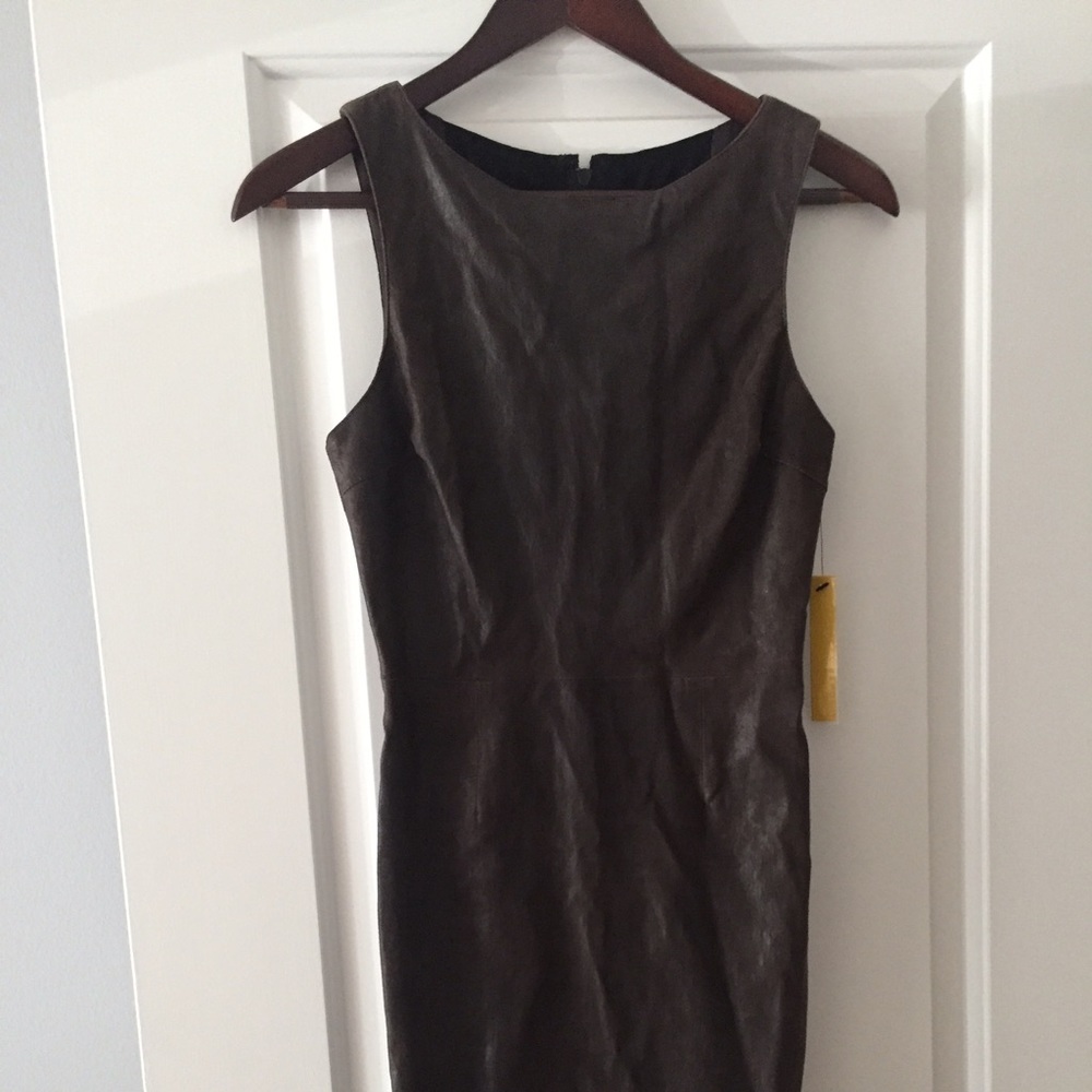 Alice + Olivia dark brown leather dress