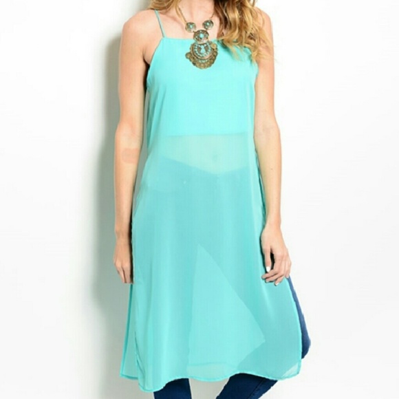 Super Cute Sheer Mint Top!! - Picture 2 of 3