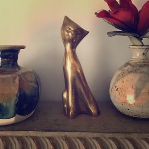 Vintage Solid Brass Cat Figurine