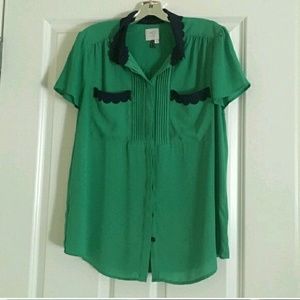 Anthropologie HD in Paris scalloped button up.