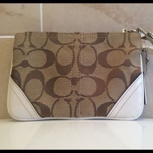 Coach Wristlet! White with tan!