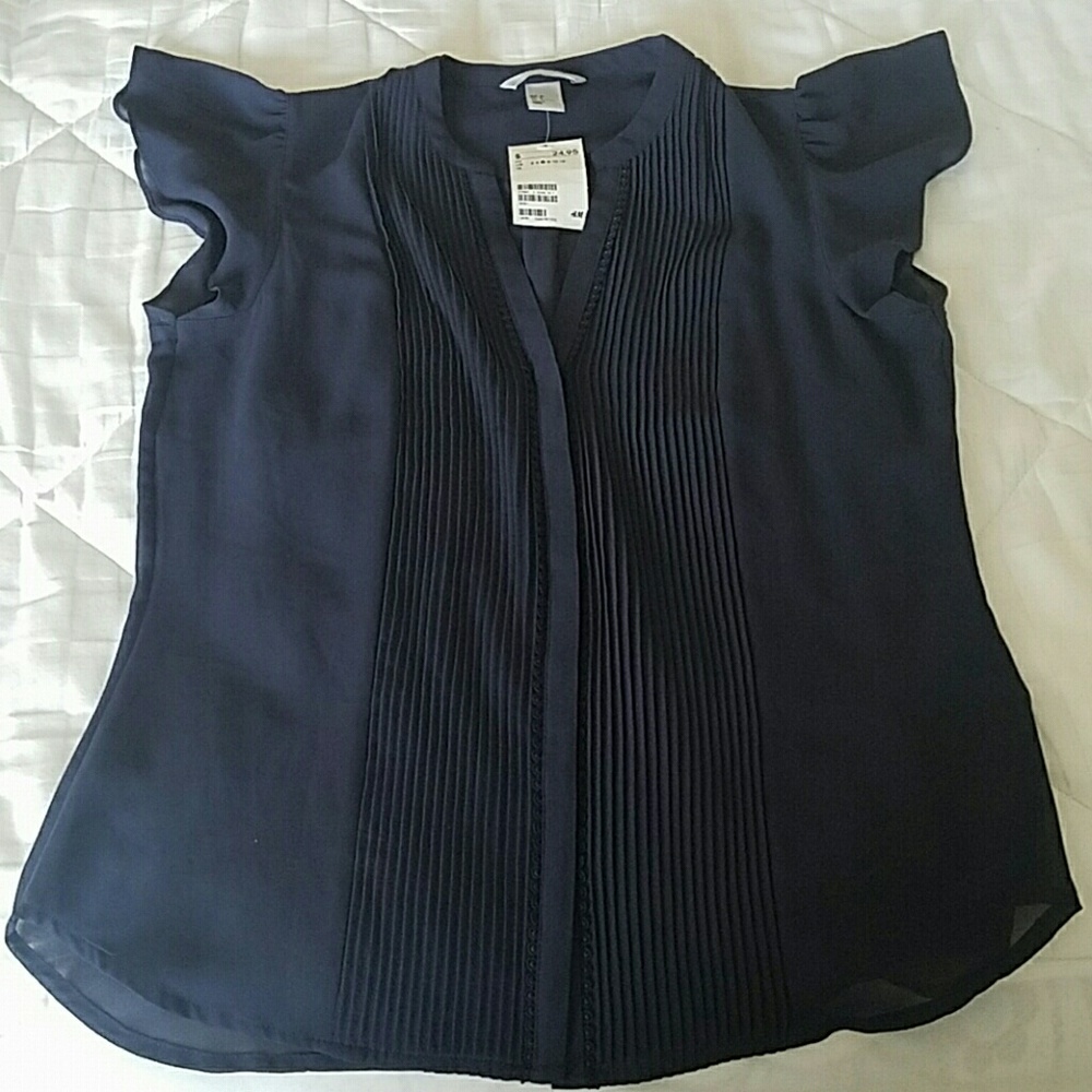 H&M Sheer Navy Blue Blouse, New with Tag