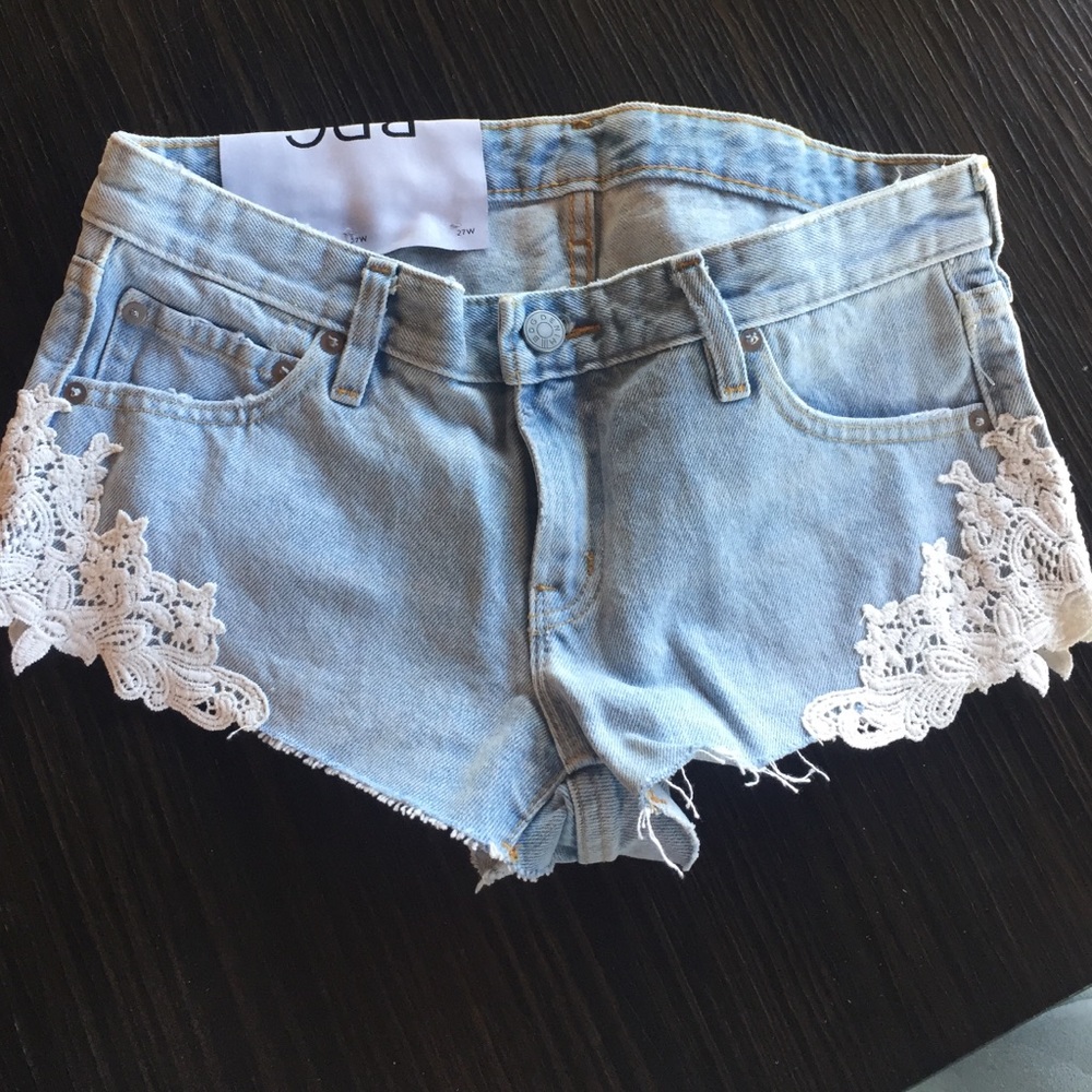 Denim Lace Cut-offs NWT