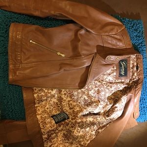 Guess genuine leather brown jacket