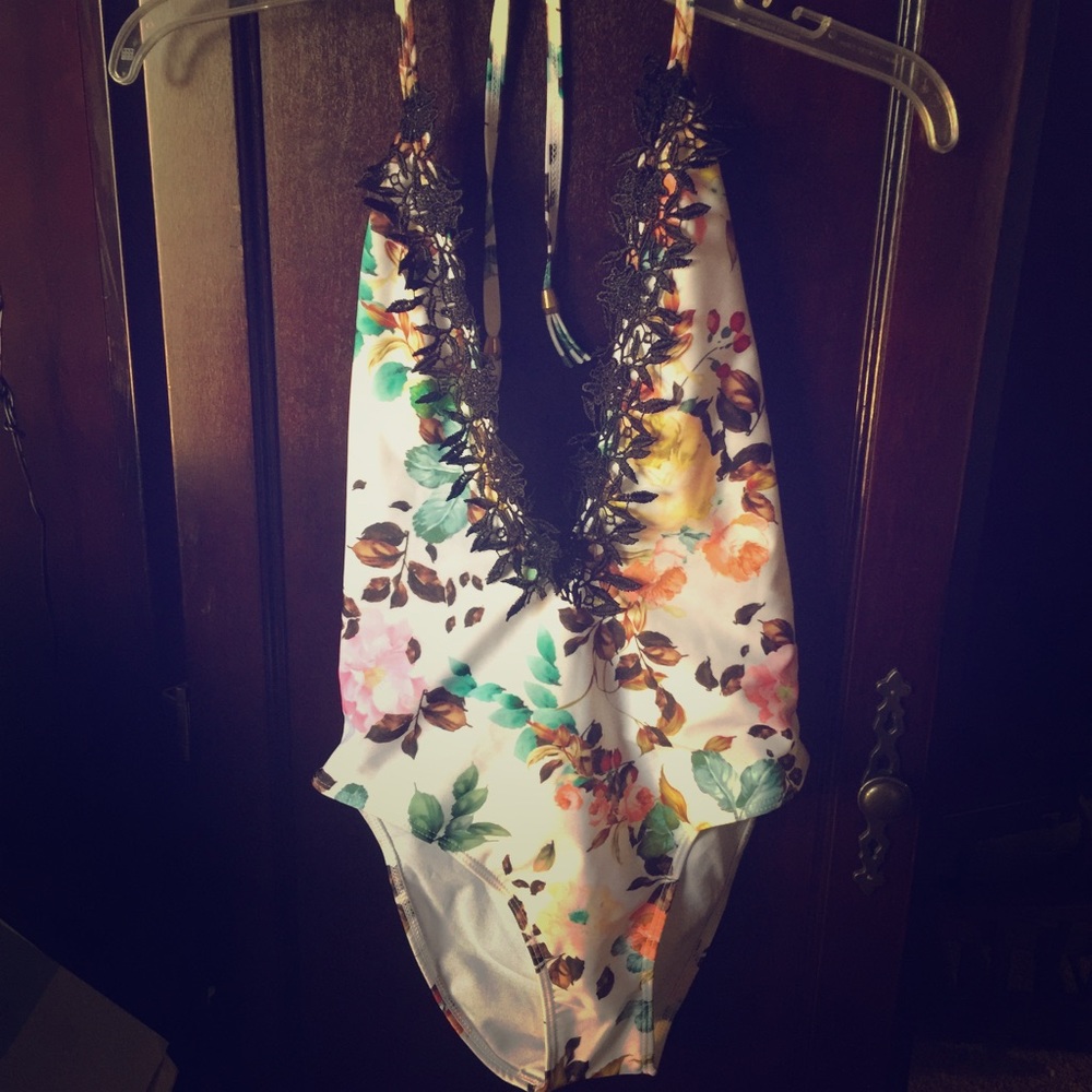 Floral Low Cut One Piece