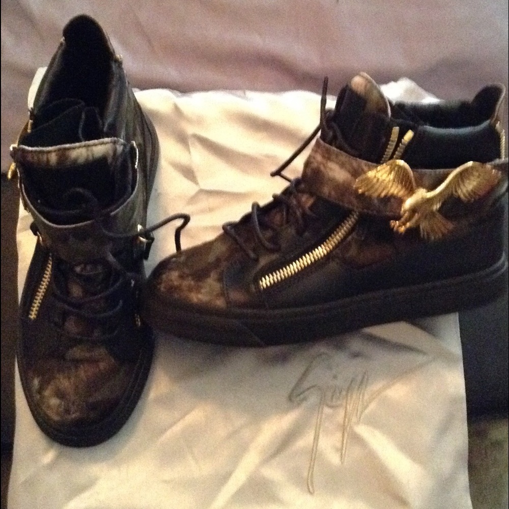 Giussepe Zanotti Camo Calf Hair Hi-Top Sneaker