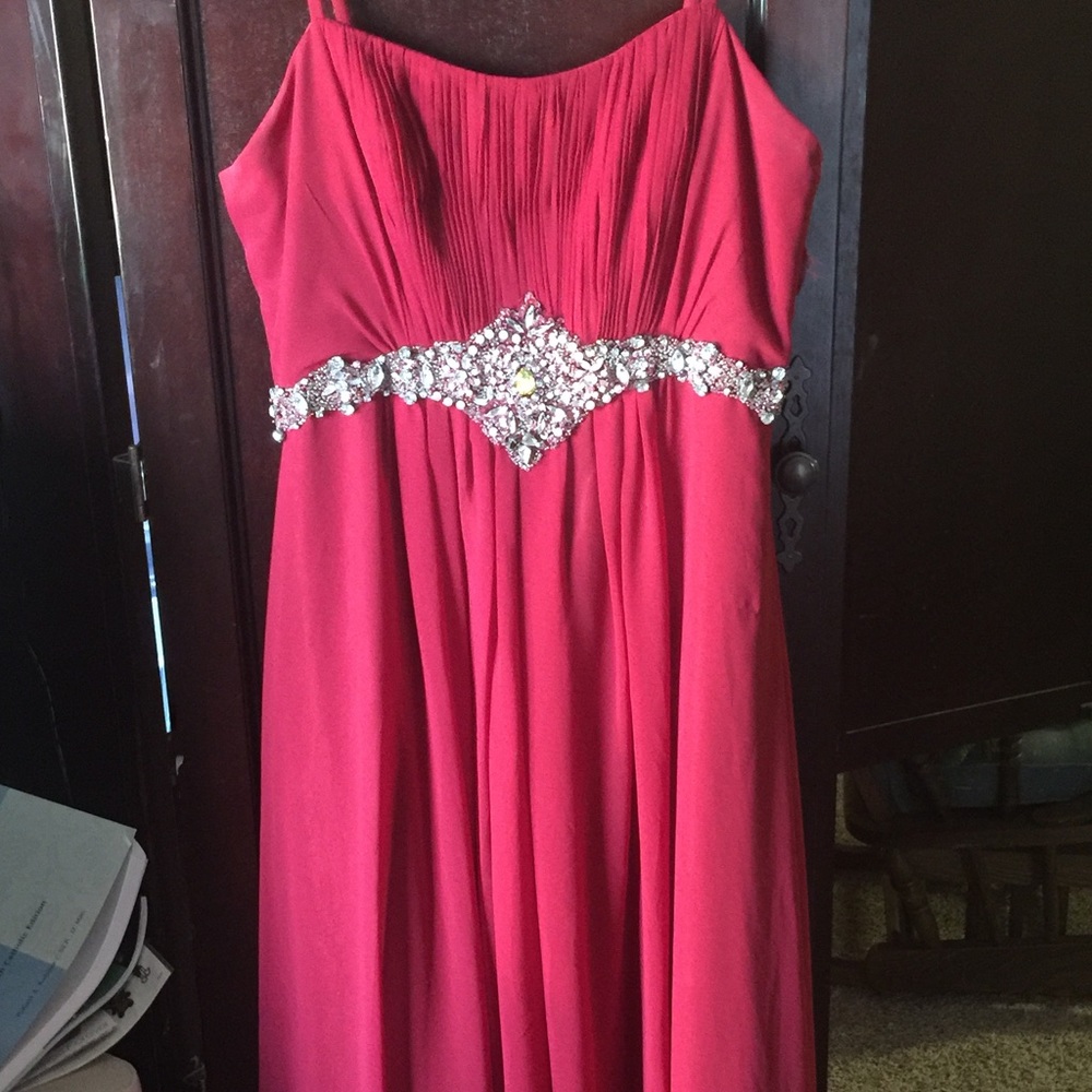 Floor length red formal gown