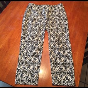 LOFT ankle length pants - navy/cream size 4P