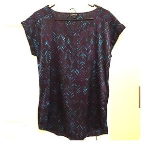 Navy and purple patterned top from Express, Medium