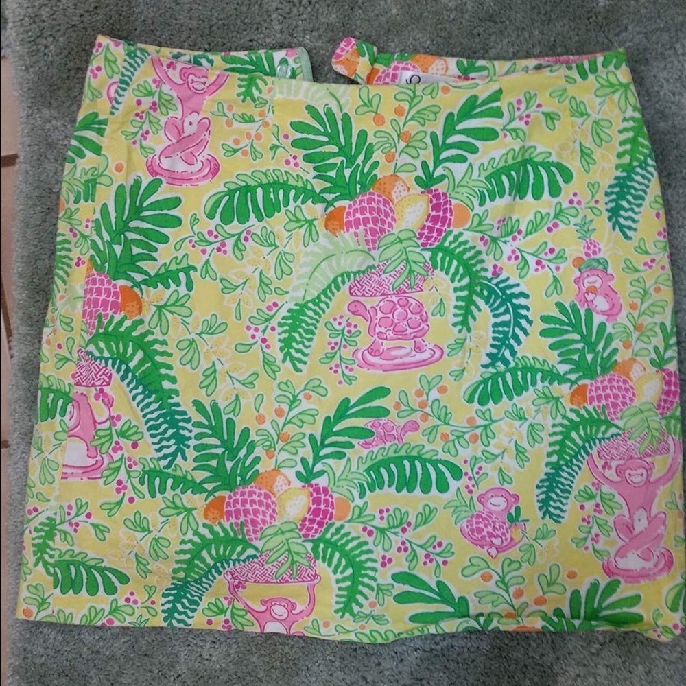 Yellow jungle pencil skirt