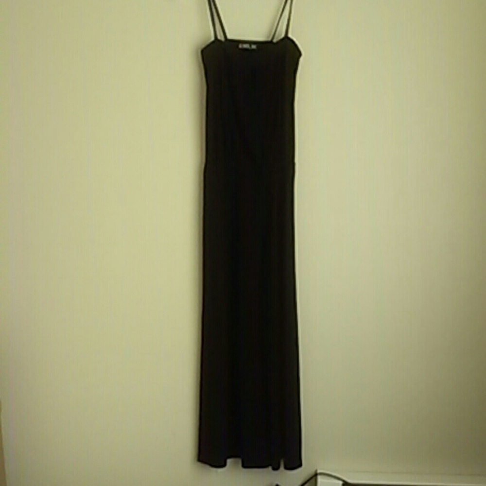 EUC silky sleek sexy strapless wide leg jumpsuit