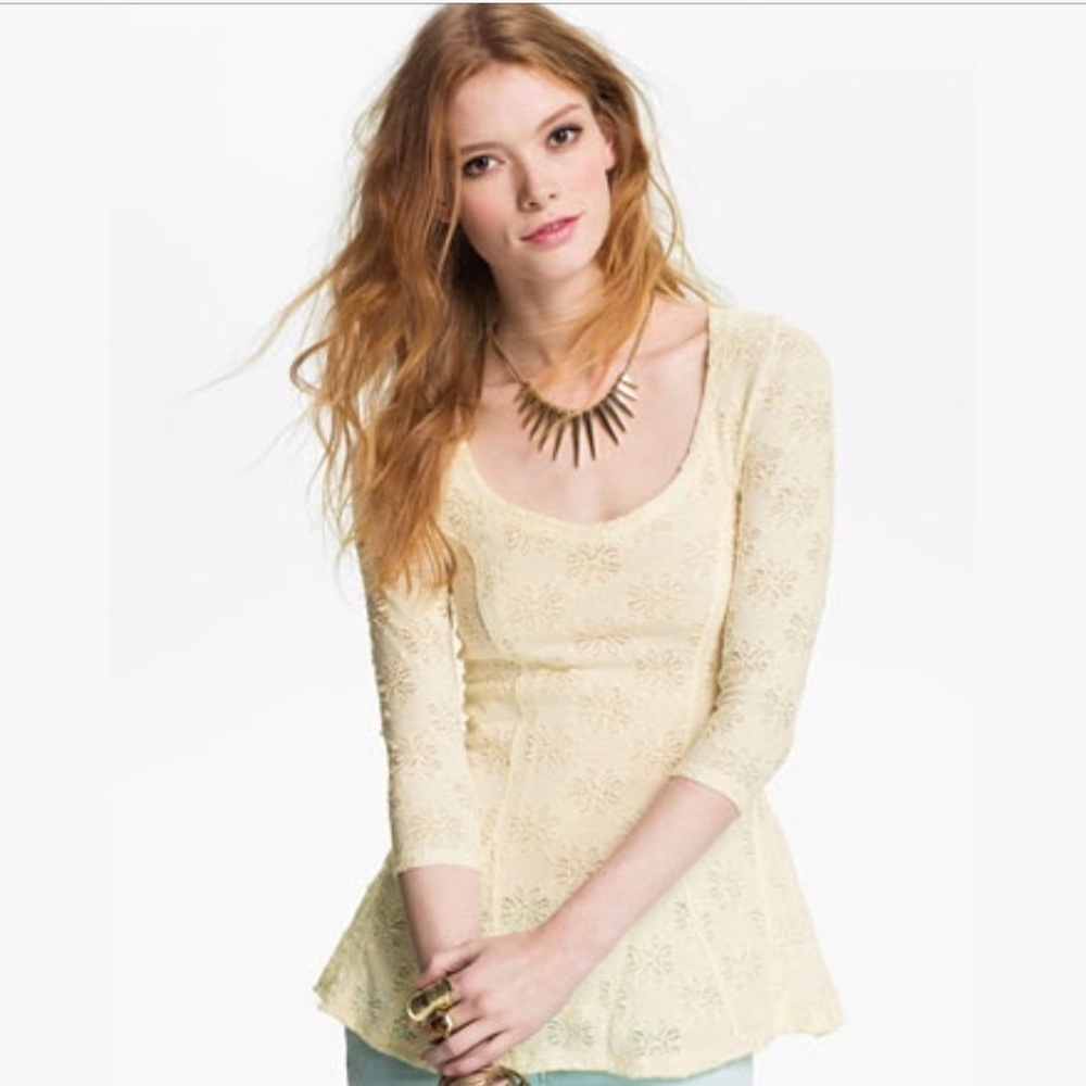 Free People Ivory Daisy Peplum