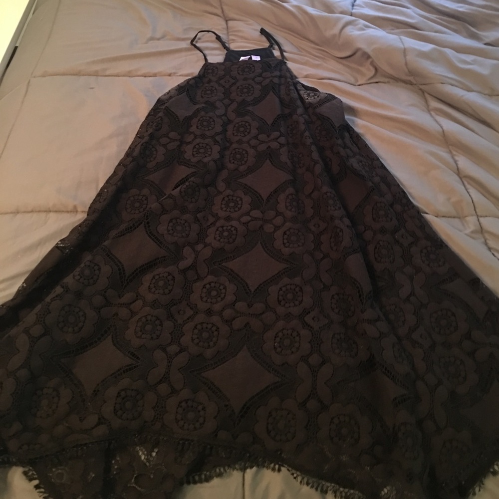 Black lace halter dress
