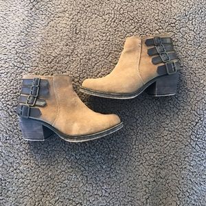 Tan leather Buckled Booties