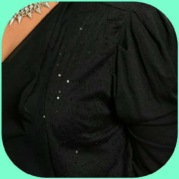 “New Listing” BLACK WITH SEQUINS CARDIGAN - Picture 3 of 3