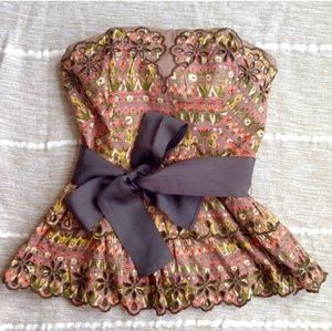 🎇RARE🎇 Anthropologie Strapless Floreat Top