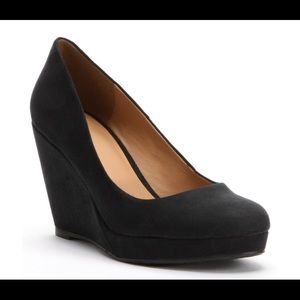 APT.9 Black Suede Wedges