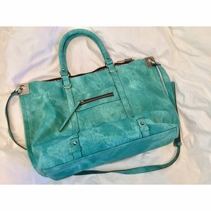 Steve Madden teal faux leather slouchy handbag