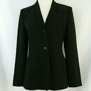 Ann Taylor Black Pinstripe Career Blazer 8