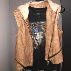 BKE amazing pleather vest with hood